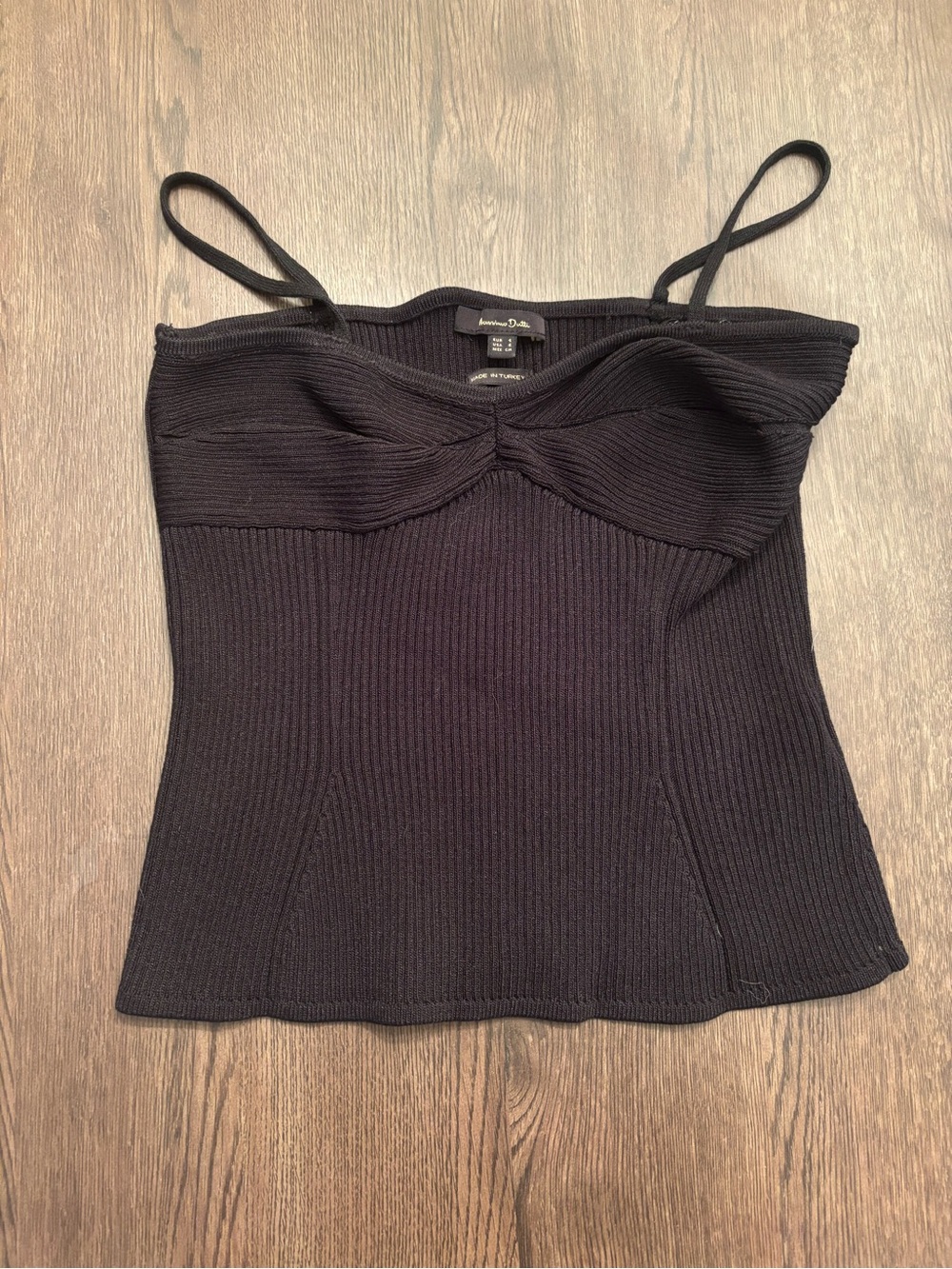 Massimo Dutti Black Ribbed Knit Cami Tank